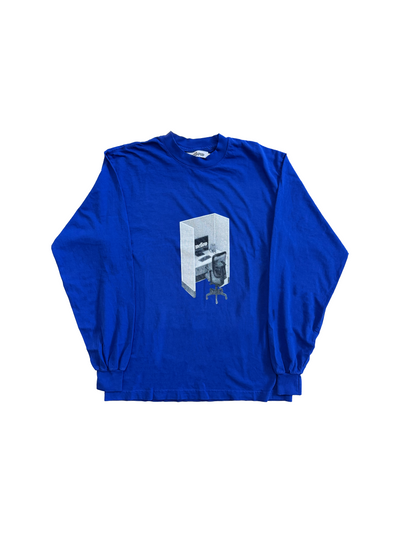 MELLOW CUBICLE LS TEE - COBALT BLUE