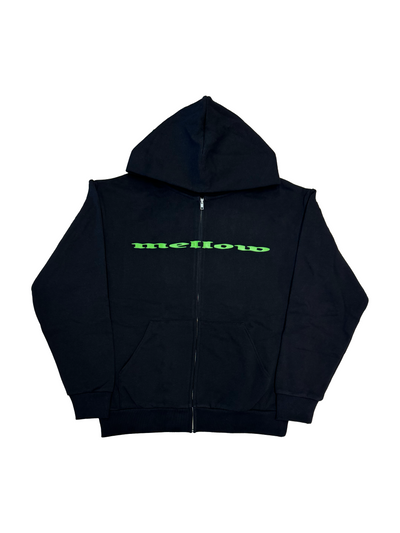MELLOW OG STRETCH LOGO ZIP HOODIE - BLACK