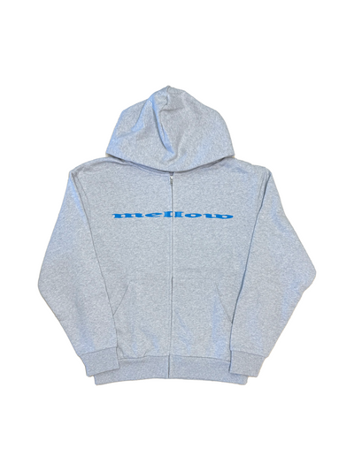 MELLOW OG STRETCH LOGO ZIP HOODIE - HEATHER GREY