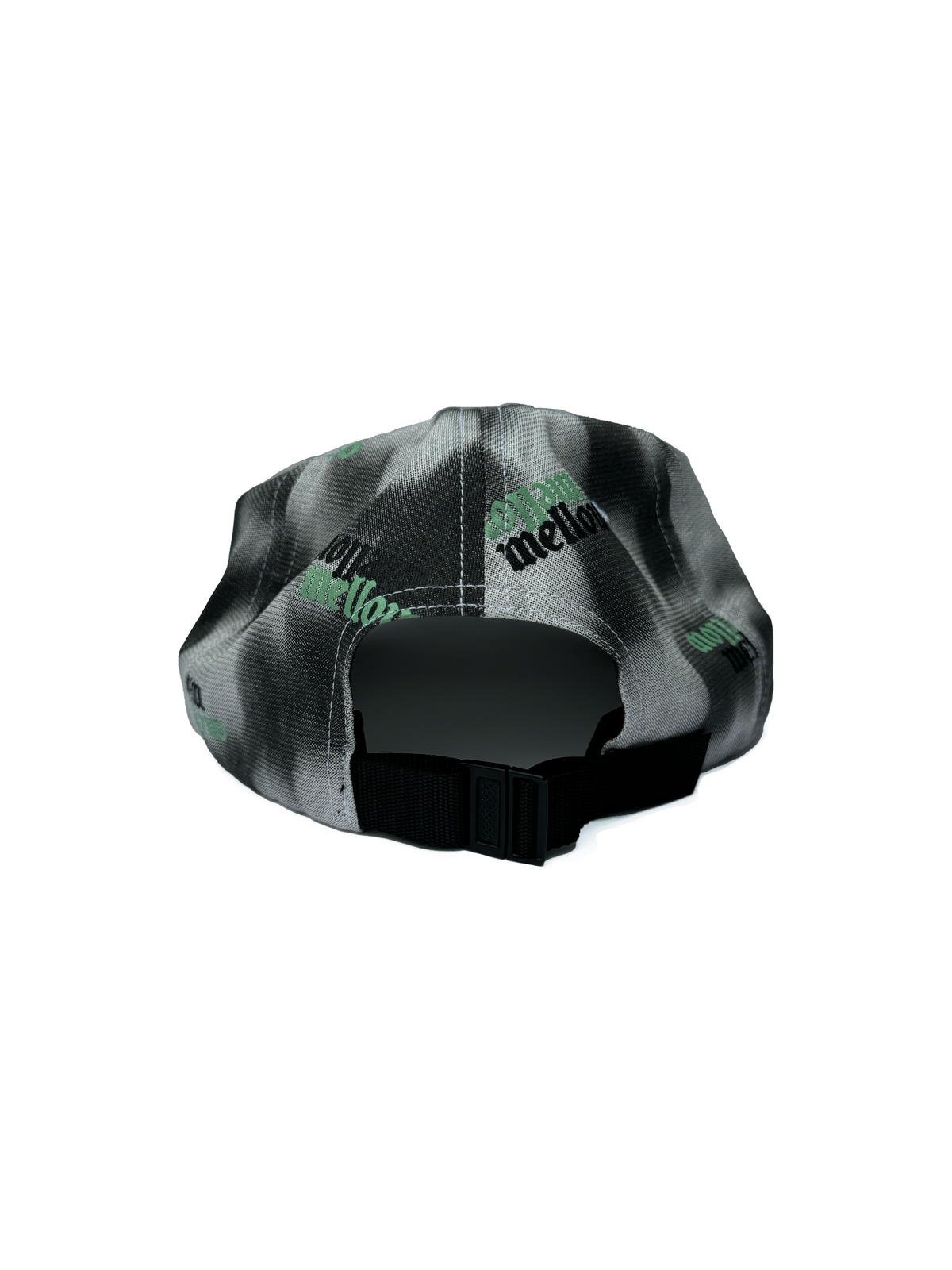 Mellow camouflage snow white and black green graphic 6 panel hat with 'mellow', high quality. 100% COTTON MADE IN USA