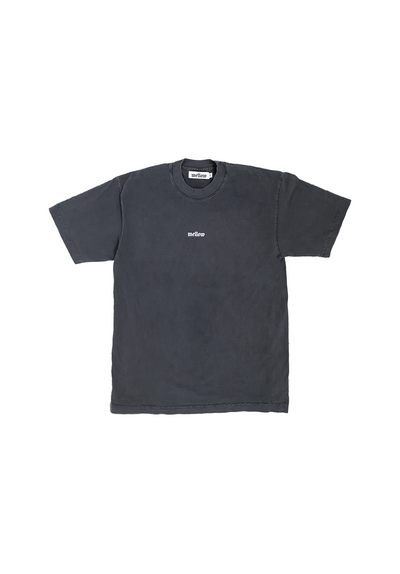 Mellow vintage black jersey short sleeve t-shirt with embroidered 'mellow' logo on chest, short sleeves, and relaxed fit. 100% COTTON MADE IN USA