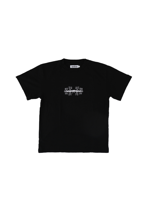 black loose fitting jersey short sleeve graphic tee shirt, high quality. 100% cotton made in the usa