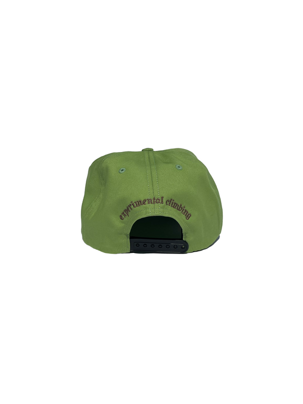 Mellow avocado green graphic 5 panel hat with hand, high quality, 100% cotton made in the usa