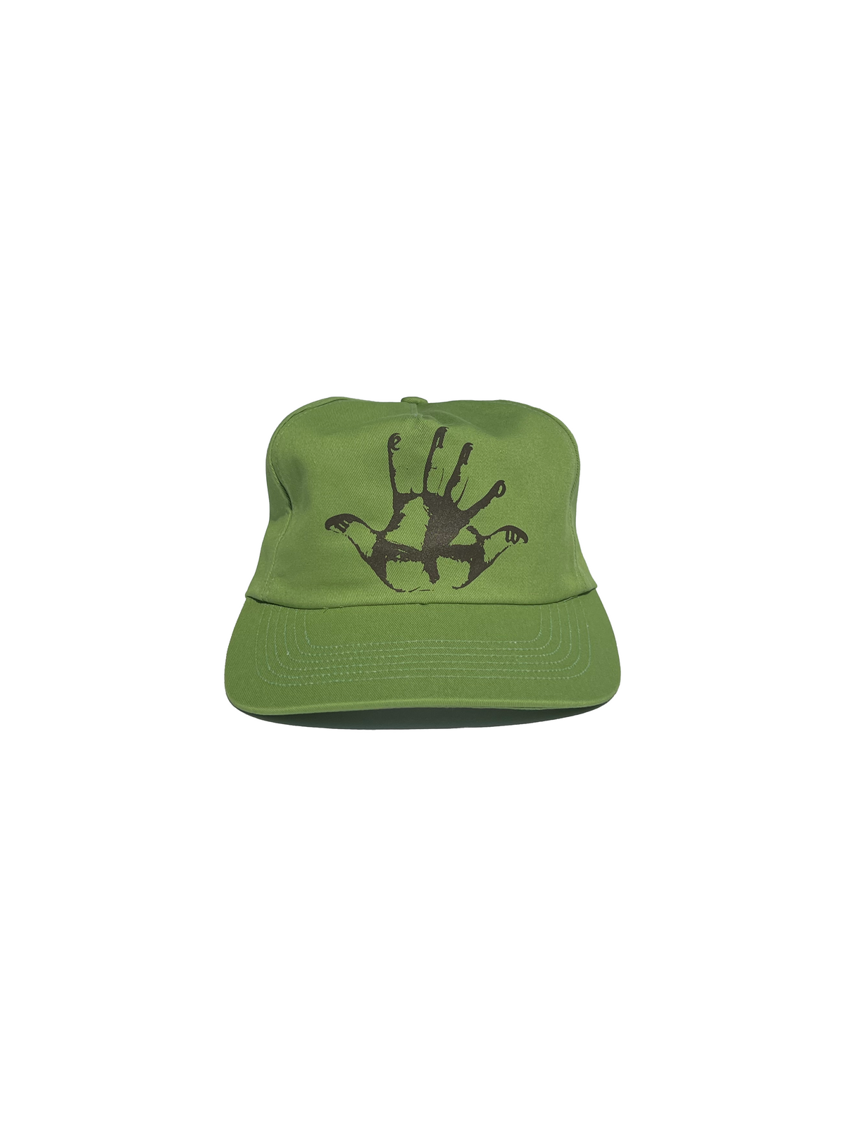 Mellow avocado green graphic 5 panel hat with hand, high quality, 100% cotton made in the usa