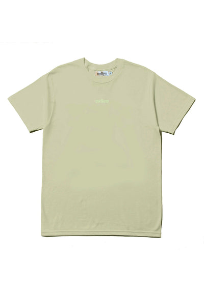 Mellow embroidered lint monotone jersey short sleeve with 'mellow' logo on it, high quality, made in the usa, 100% cotton