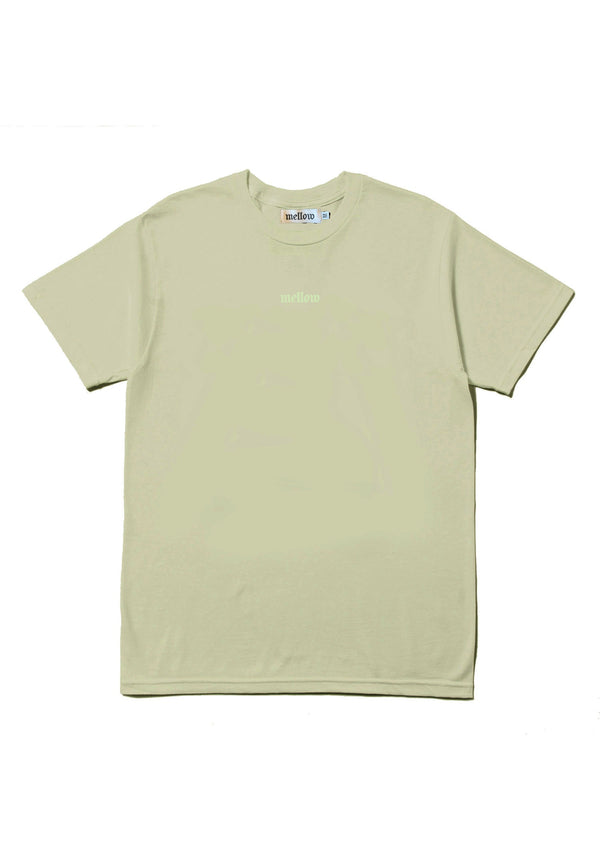 Mellow embroidered lint monotone jersey short sleeve with 'mellow' logo on it, high quality, made in the usa, 100% cotton