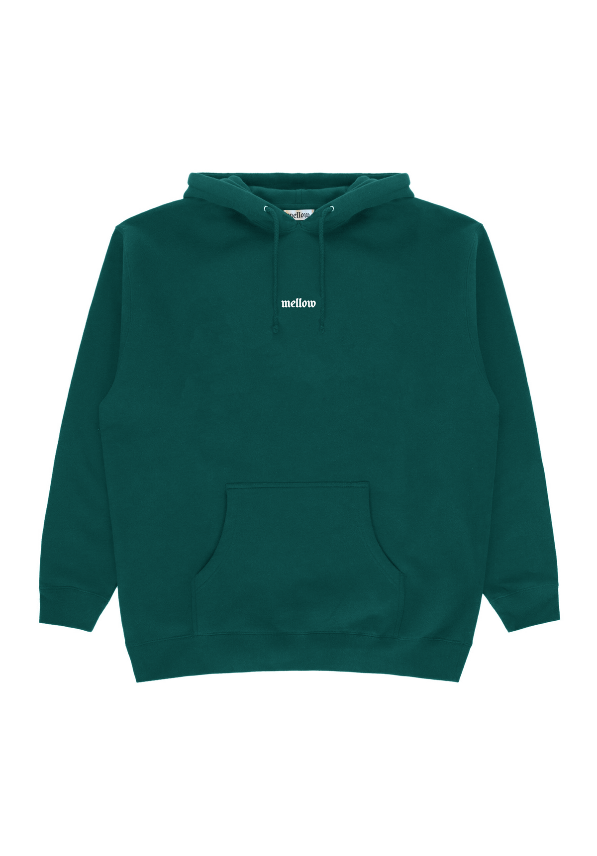 Mellow green hoodie with 'mellow ' logo embroidered on it, high quality, made in the usa