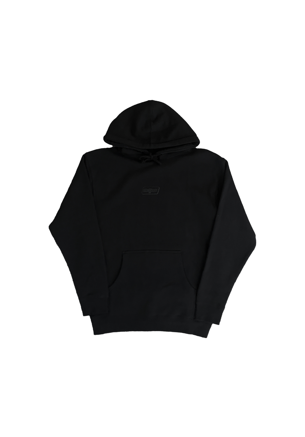 Mellow black graphic loose fitting 10 OZ HEAVY-WEIGHT HOODED SWEATSHIRT, high quality. 100% cotton made in the usa