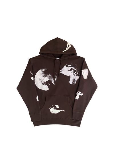 Mellow faded black graphic hoodie, high quality loose fitting. 100% COTTON MADE IN USA