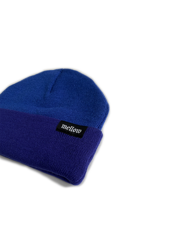 Mellow midnight purple with 'mellow' logo on it, high quality, made in the usa, 100% acrylic