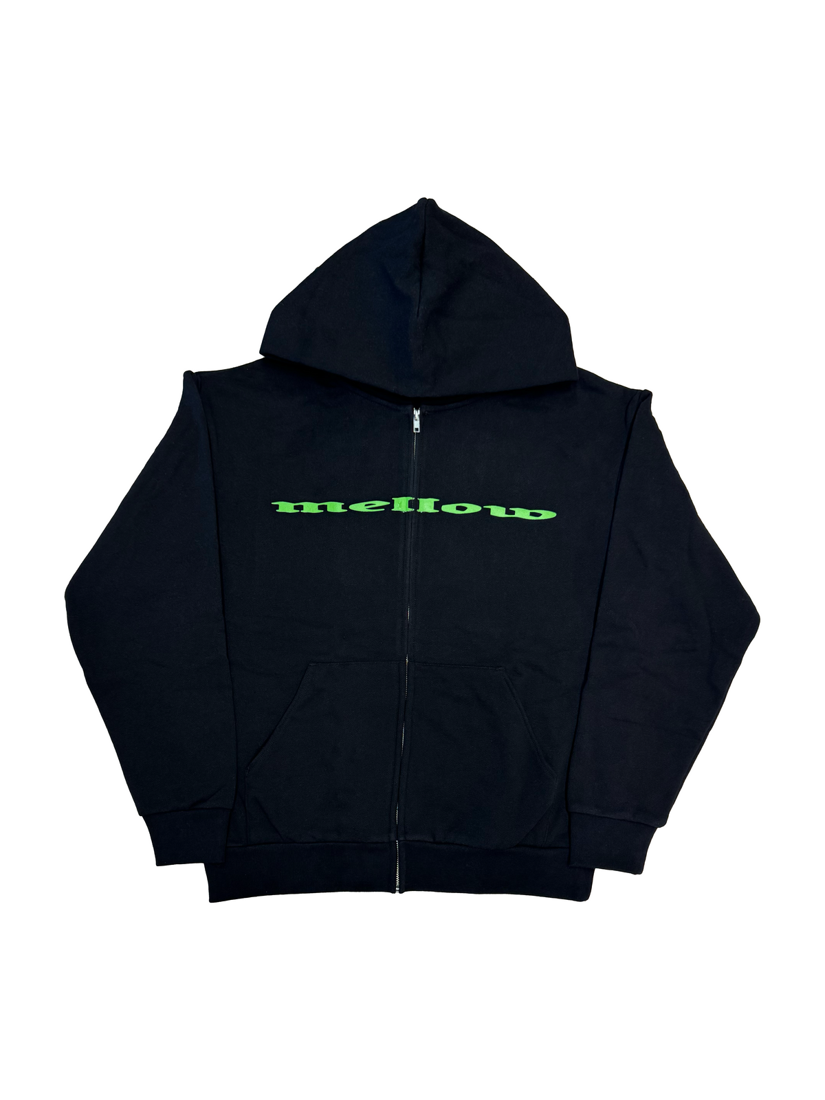 MELLOW OG STRETCH LOGO ZIP HOODIE - BLACK
