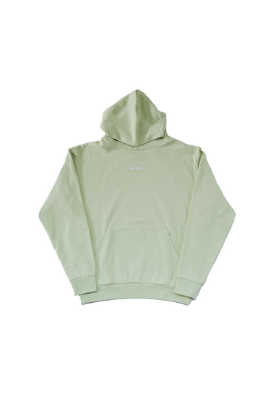 Mellow honeydew hoodie with 'mellow' logo on it, high quality, made in the usa, 100% cotton