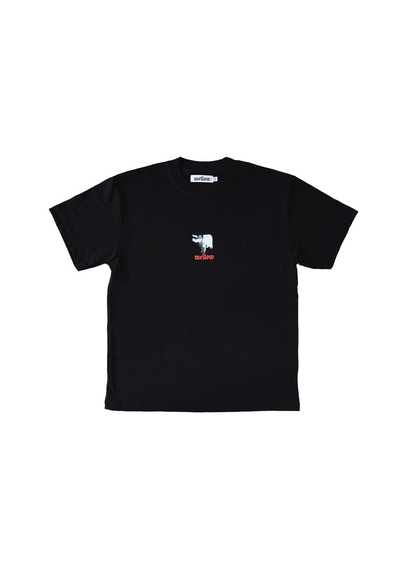 Mellow black jersey short sleeve with colorful 'dog' graphic, high quality, made in the usa