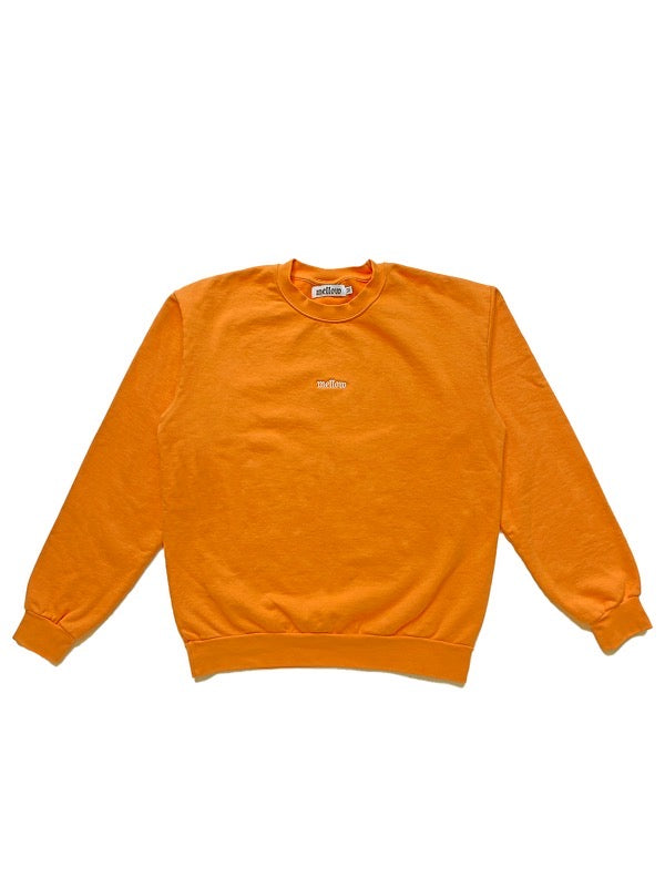 Mellow black long sleeve crewneck with 'mellow' logo on it, high quality, made in the usa, 100% cotton
