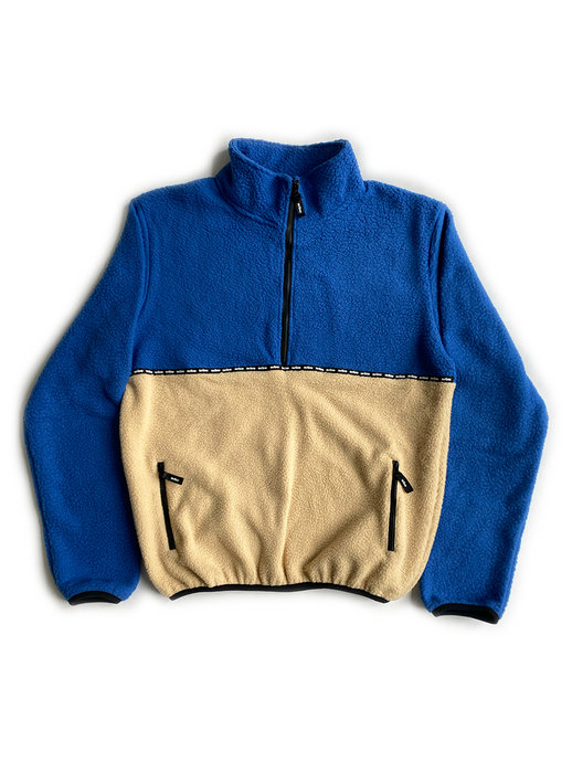 Mellow Half Zip Fleece, blue and cream, high quality, made in the usa